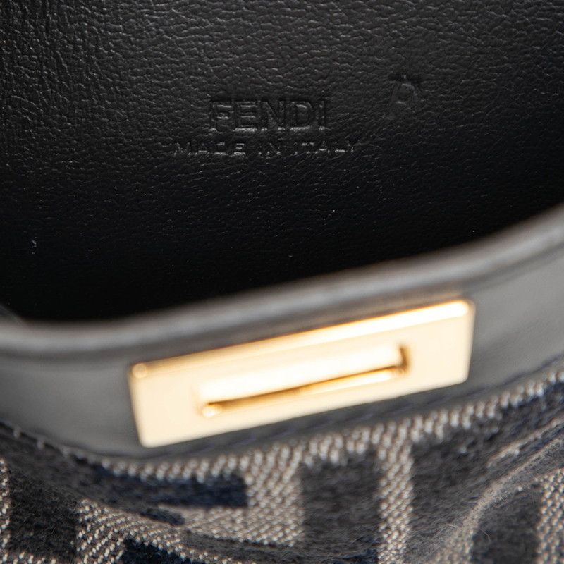 Fendi Zukka Nano Peekaboo Shoulder Bag Navy Canvas Leather — view 6