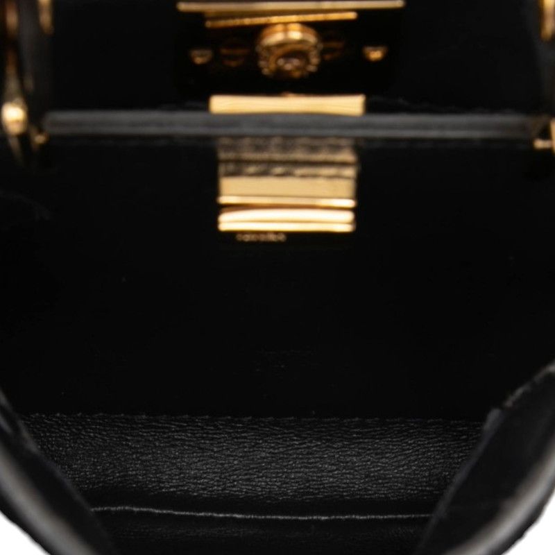 Fendi Zukka Nano Peekaboo Shoulder Bag Navy Canvas Leather — view 5