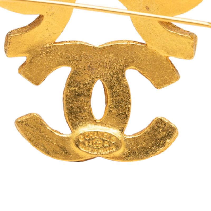 Chanel Vintage CC Logo Brooch Gold Plated — view 3