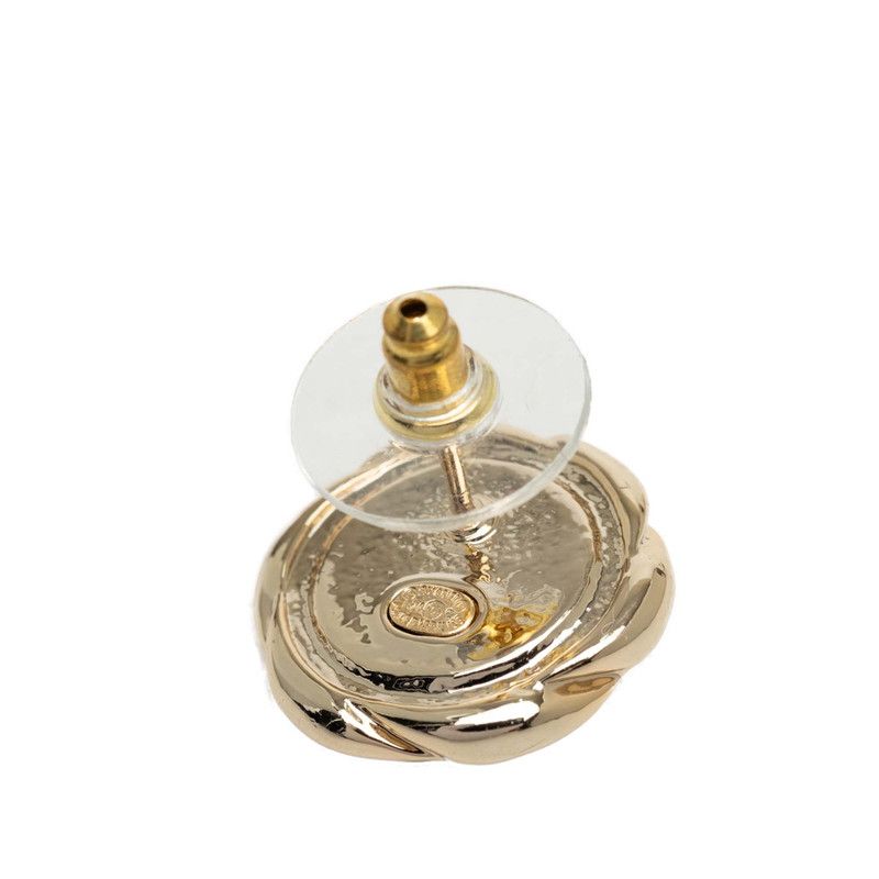Chanel Vintage CC Logo Earrings Gold Black Plated — view 3