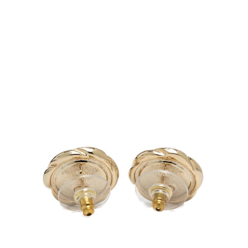Chanel Vintage CC Logo Earrings Gold Black Plated — view 2