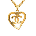 Chanel Vintage CC Logo Heart Motif Rogue Chain Necklace Gold Plated — view 2