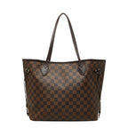 Louis Vuitton Damier Neverfull MM Tote Bag Brown Leather