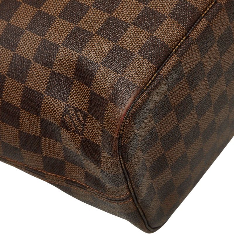 Louis Vuitton Damier Neverfull MM Tote Bag Brown Leather — view 7