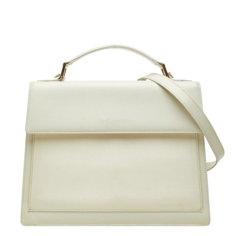 Saint Laurent 2-Way Shoulder Bag White Leather