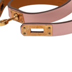 Hermes Mini Kelly Double Tour T2 Pink Gold Leather Plated Bracelet — view 4