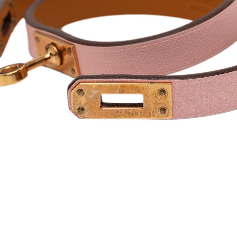 Hermes Mini Kelly Double Tour T2 Pink Gold Leather Plated Bracelet — view 4
