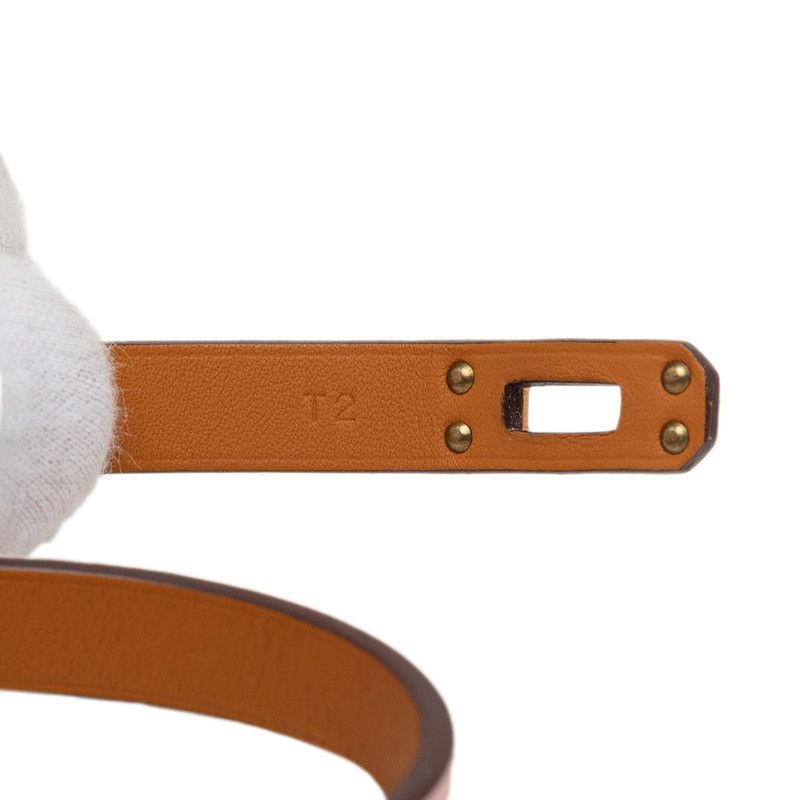 Hermes Mini Kelly Double Tour T2 Pink Gold Leather Plated Bracelet — view 7