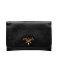 Prada Card Case Business Holder Black Saffiano Leather