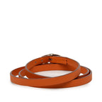 Hermes Hapi Triple Strand Bracelet Orange Leather Metal — view 3