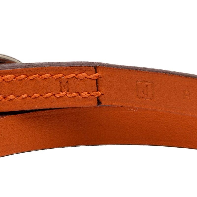 Hermes Hapi Triple Strand Bracelet Orange Leather Metal — view 6