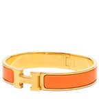 Hermes Click GM Enamel Bracelet Bangle Gold Orange Plating — view 2