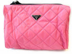 Prada Pouch Pink Nylon Makeup Case Clutch W/card