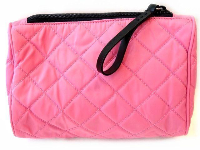 Prada Pouch Pink Nylon Makeup Case Clutch W/card — view 2