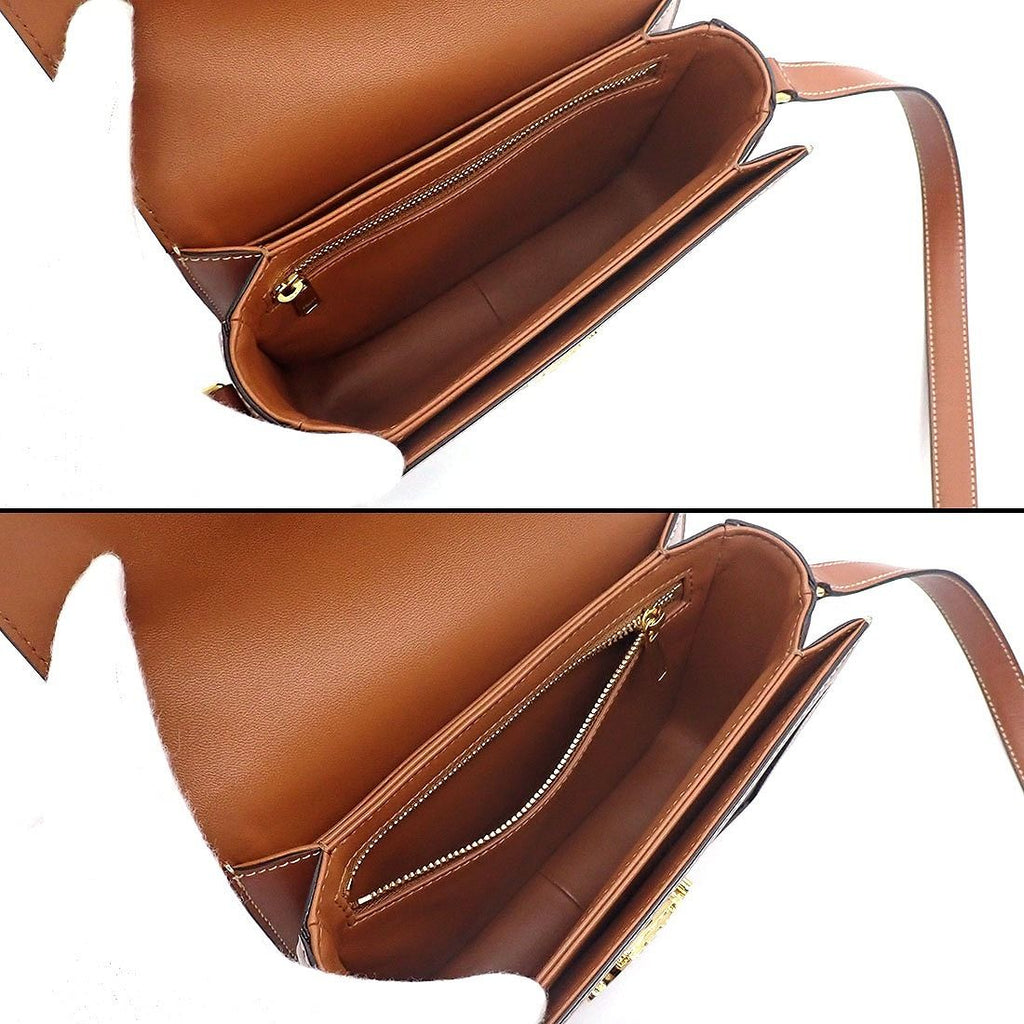 Celine Shoulder Bag Teen Triomphe Tan Canvas Calfskin — view 5