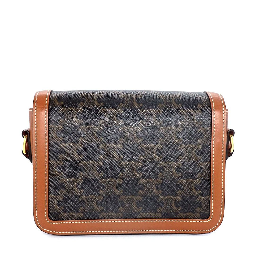 Celine Shoulder Bag Teen Triomphe Tan Canvas Calfskin — view 2