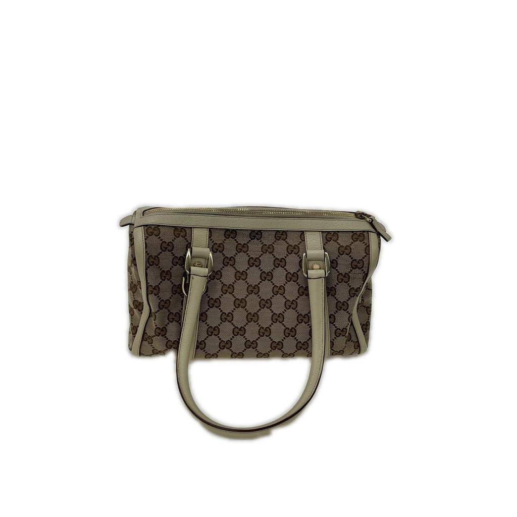 Gucci Mini Boston Bag GG Zipper Tag Half Torn Beige — view 2