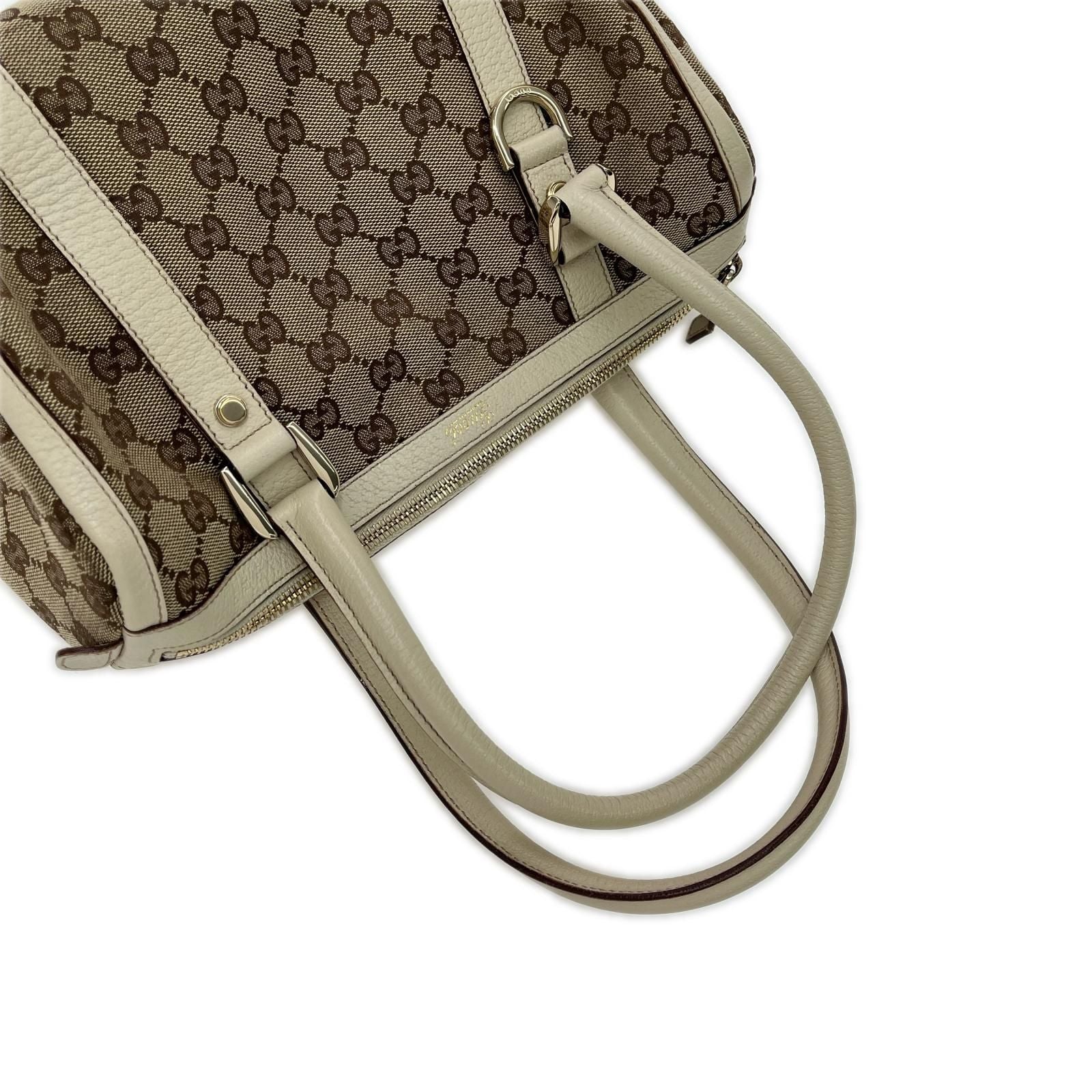 Gucci Mini Boston Bag GG Zipper Tag Half Torn Beige — view 5