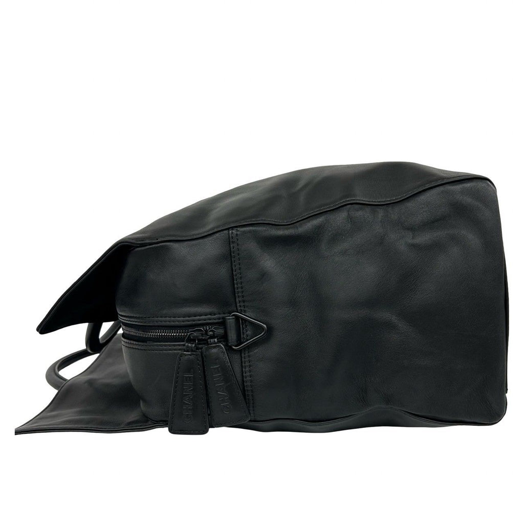 Chanel Card CC Logo Leather Boston Bag Business Black — view 5