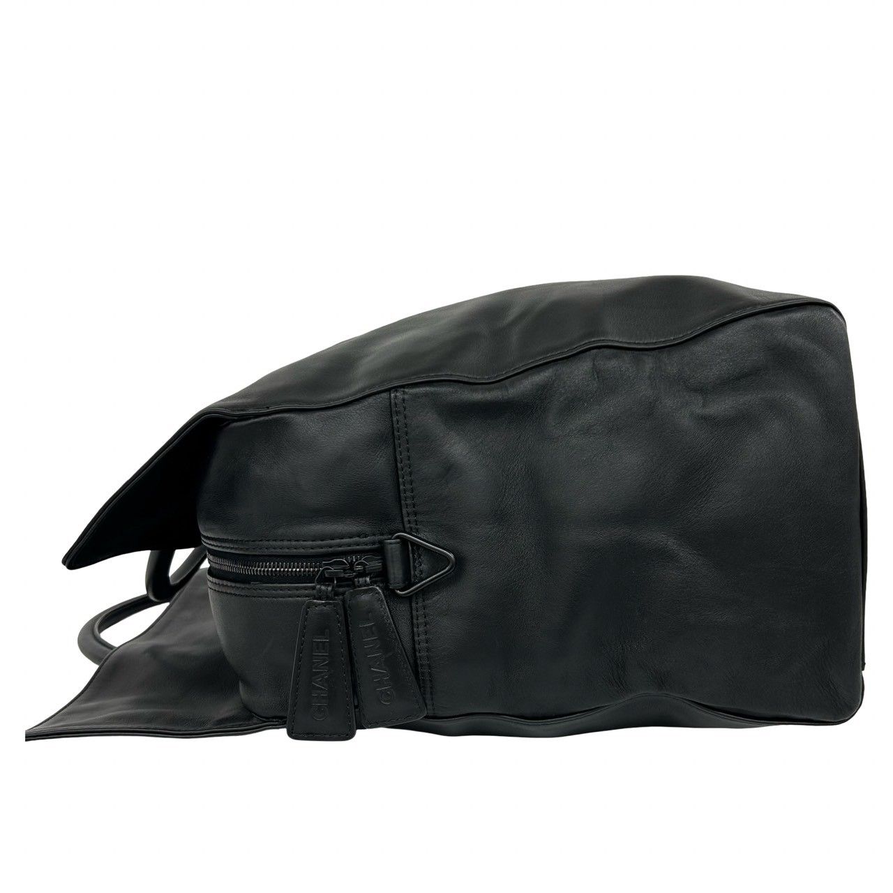 Chanel Card CC Logo Leather Boston Bag Business Black — view 5
