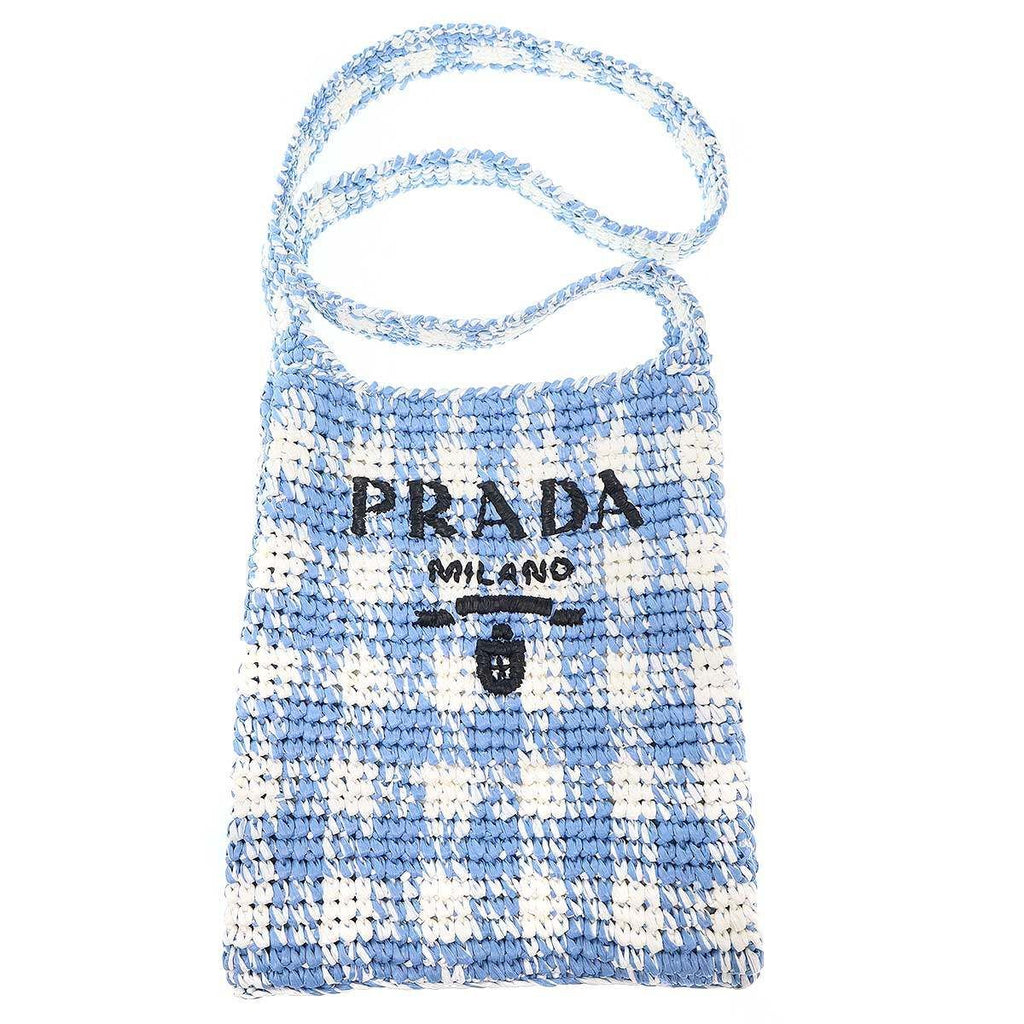 Prada Raffia Shoulder Bag Blue