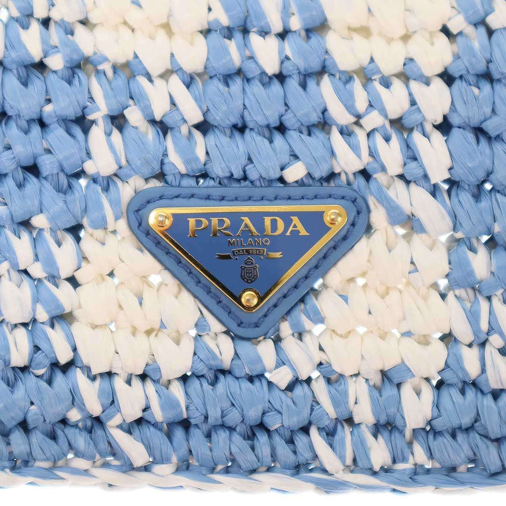 Prada Raffia Shoulder Bag Blue — view 5