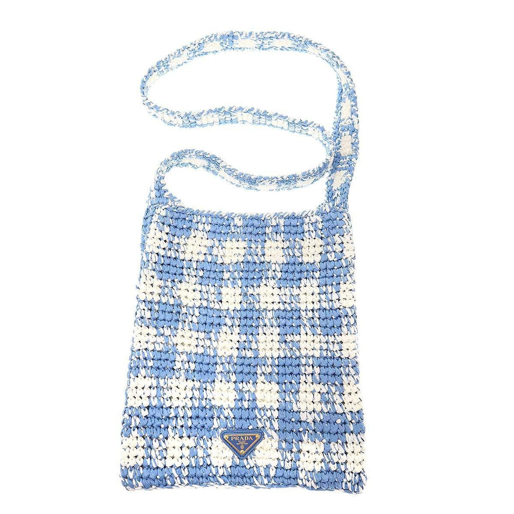 Prada Raffia Shoulder Bag Blue — view 2