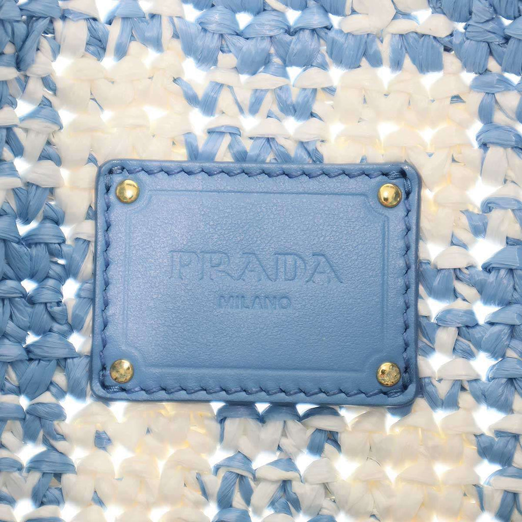 Prada Raffia Shoulder Bag Blue — view 3