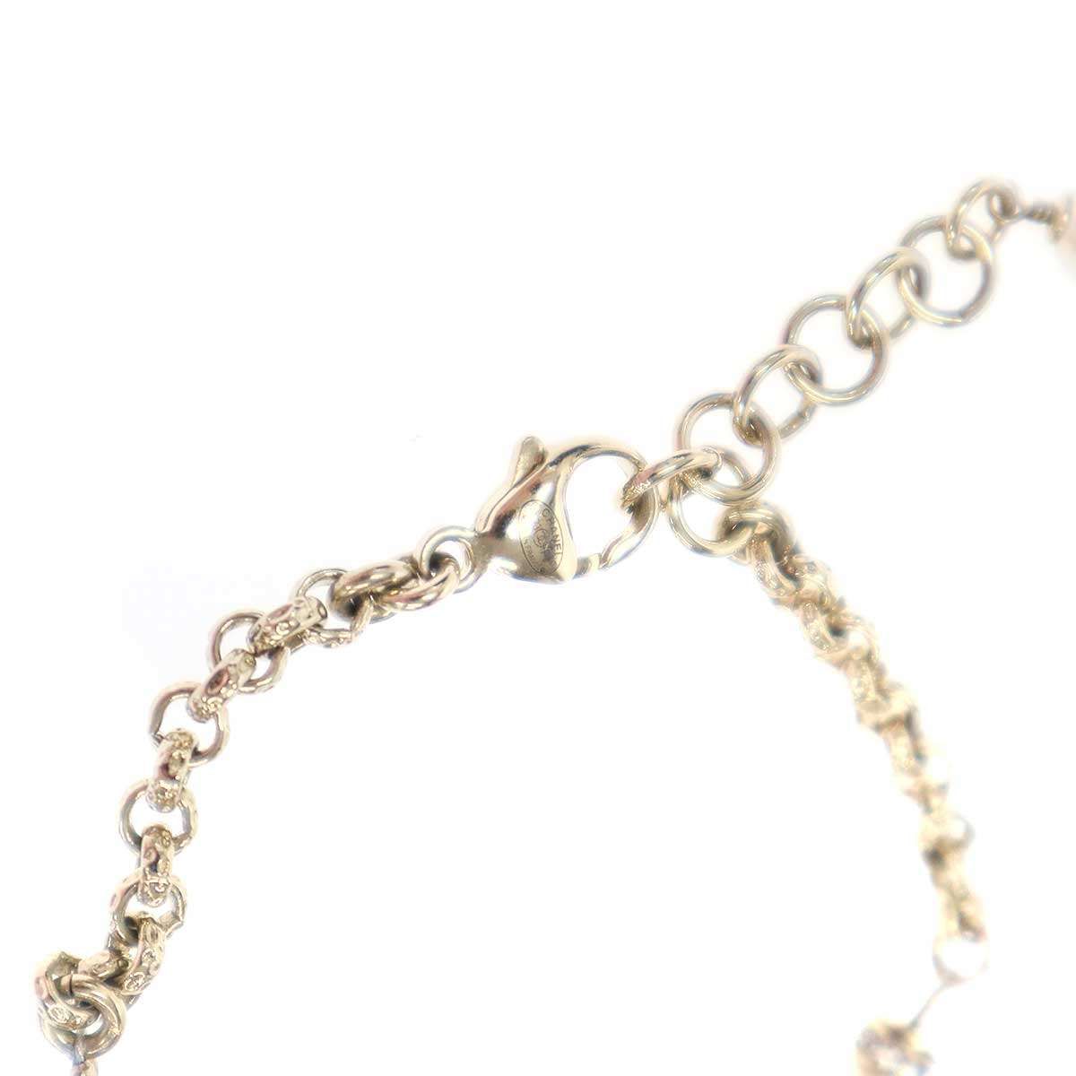 Chanel CC Logo Heart Pearl Bracelet Pink Gold — view 3