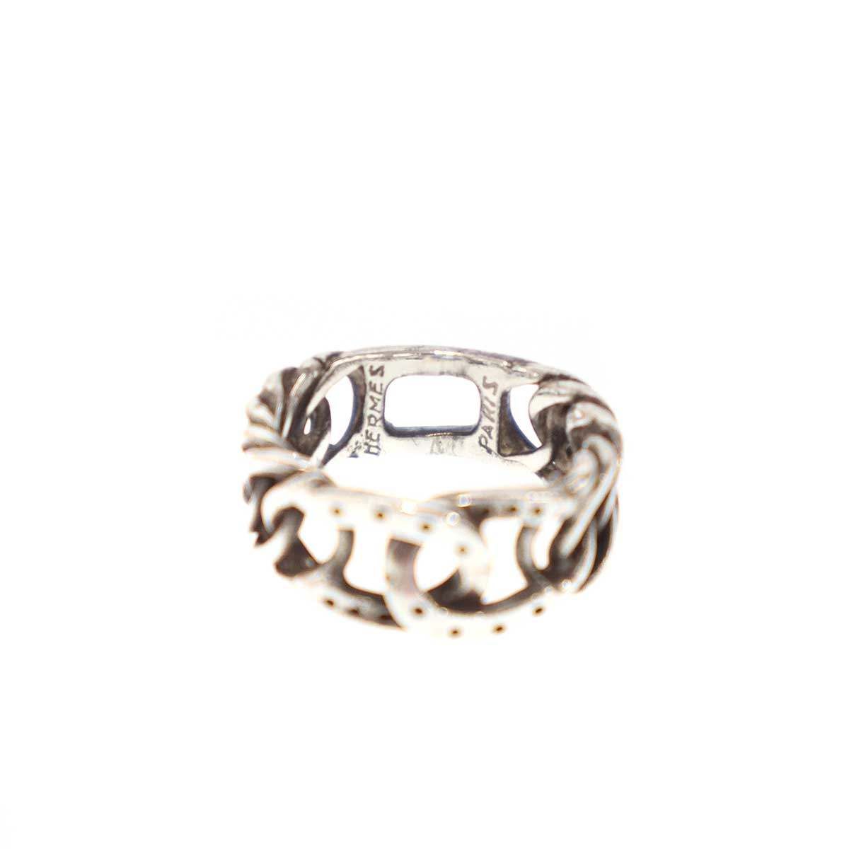 Hermes Vintage Horseshoe Chain Ring Silver — view 4