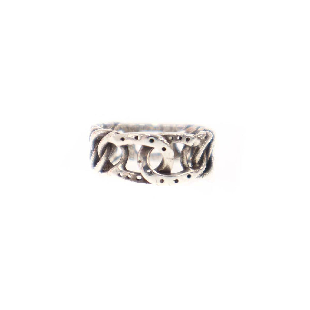 Hermes Vintage Horseshoe Chain Ring Silver — view 2