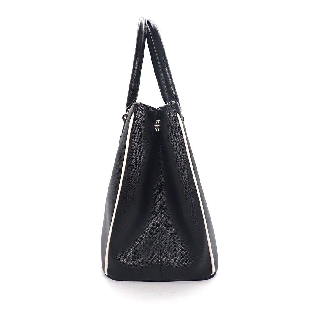 Prada Tote Shoulder Bag Galleria Nero Saffiano Leather Silver — view 3