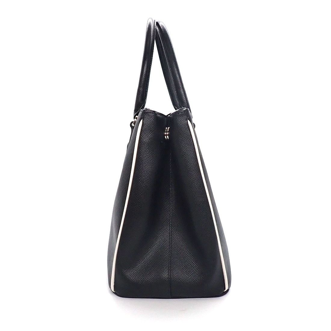 Prada Tote Shoulder Bag Galleria Nero Saffiano Leather Silver — view 3