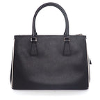 Prada Tote Shoulder Bag Galleria Nero Saffiano Leather Silver — view 2