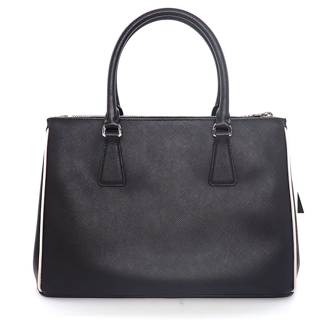 Prada Tote Shoulder Bag Galleria Nero Saffiano Leather Silver — view 2