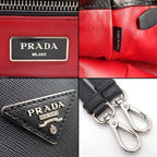 Prada Tote Shoulder Bag Galleria Nero Saffiano Leather Silver — view 7