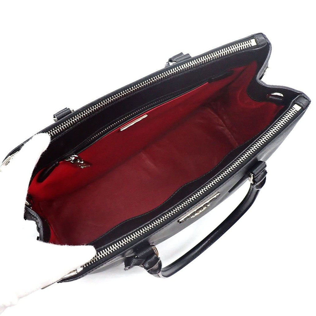 Prada Tote Shoulder Bag Galleria Nero Saffiano Leather Silver — view 5