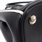 Prada Tote Shoulder Bag Galleria Nero Saffiano Leather Silver — view 8