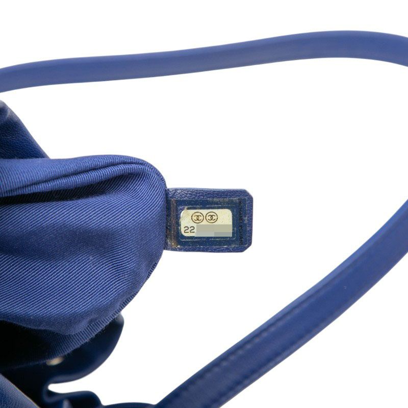 Chanel Quilted CC Logo Backpack Blue Lambskin — view 6