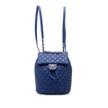 Chanel Quilted CC Logo Backpack Blue Lambskin