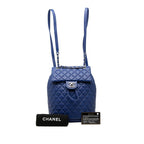 Chanel Quilted CC Logo Backpack Blue Lambskin — view 7