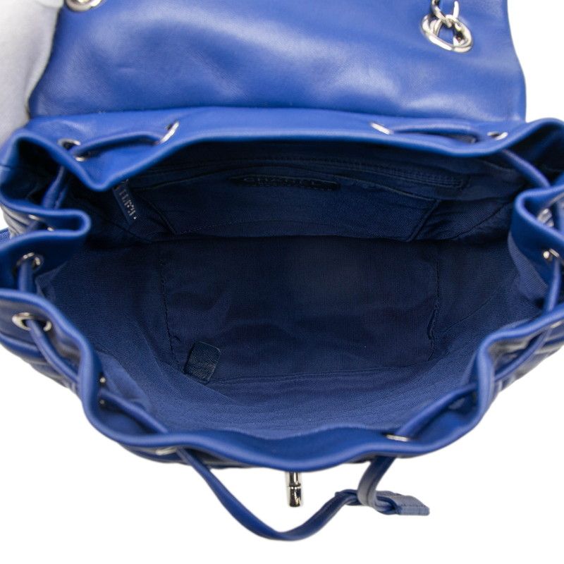 Chanel Quilted CC Logo Backpack Blue Lambskin — view 4