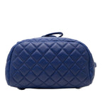Chanel Quilted CC Logo Backpack Blue Lambskin — view 3