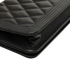 Chanel CC Logo Boy Chain Wallet Shoulder Bag Black Lambskin — view 5