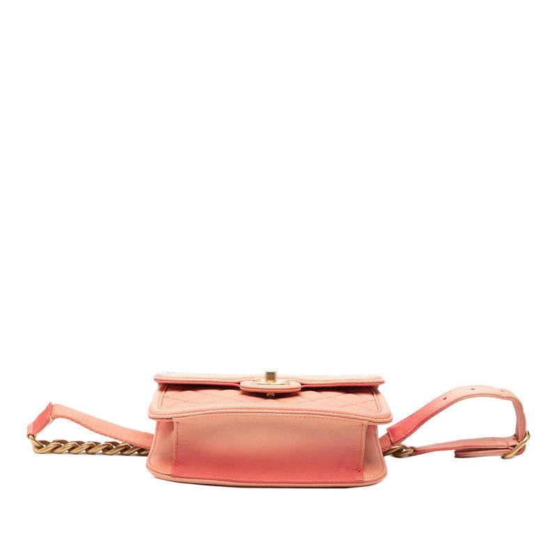 Chanel Quilted CC Logo Sunset on the Sea Waist Bag Pink Caviar Leather — view 3