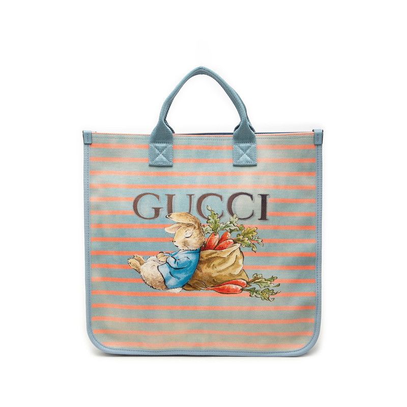 Gucci Children's Peter Rabbit Tote Bag Blue Pink Canvas Nylon