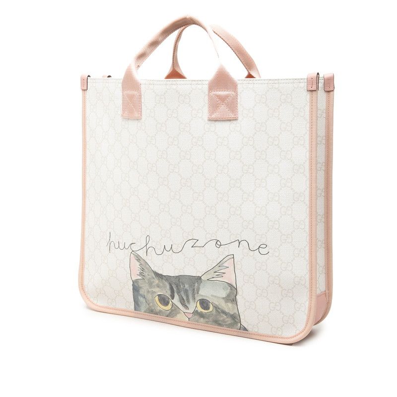 Gucci Children's GG Supreme Tote Flower Cat White Multicolor Leather — view 2