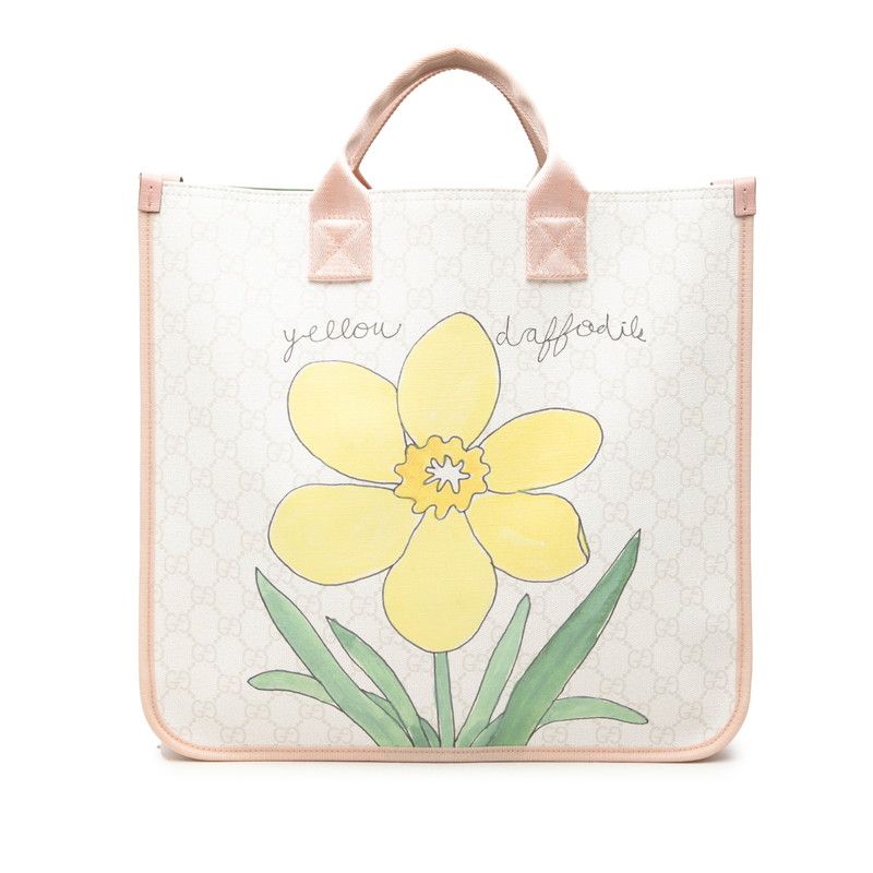 Gucci Children's GG Supreme Tote Flower Cat White Multicolor Leather