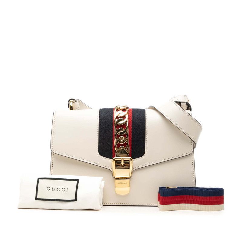 Gucci Sherry Line Sylvie Shoulder Bag White Leather — view 7