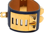 Hermes Collier de Chien Bracelet S Navy Gold Box Calf — view 4